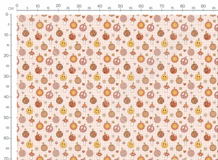 Tissu Imprimé Groovy Retro Boule de Noel, 11 tissus au choix – Image 3