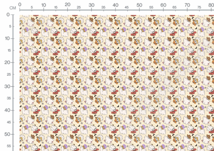 Tissu Imprimé Retro Groovy Fantome, 11 tissus au choix – Image 3