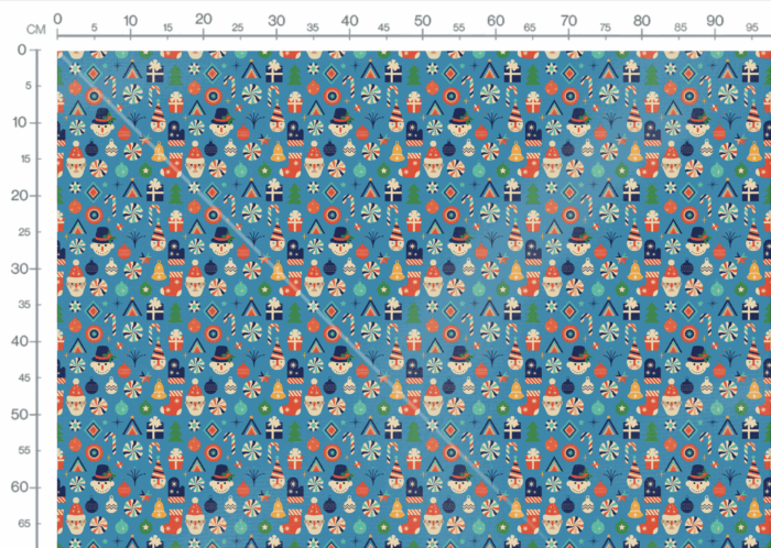 Tissu Imprimé Retro Noel Vintage Bleu, 11 tissus au choix – Image 3