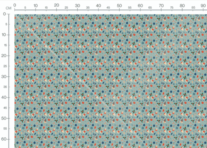 Tissu Imprimé Retro Noel Vintage Bleu Petit, 11 tissus au choix – Image 3