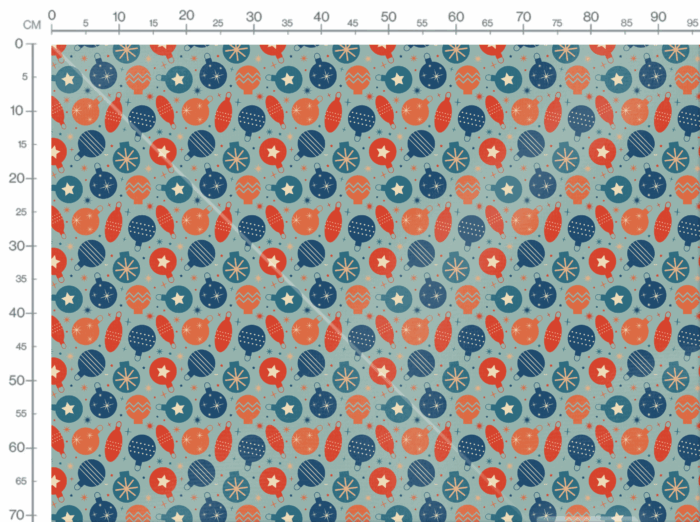 Tissu Imprimé Retro Noel Vintage Boules Bleu, 11 tissus au choix – Image 3