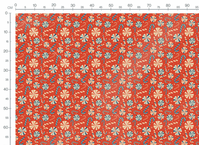 Tissu Imprimé Retro Noel Vintage Candy Rouge, 11 tissus au choix – Image 3