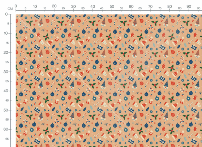 Tissu Imprimé Retro Noel Vintage Deco Caramel, 11 tissus au choix – Image 3
