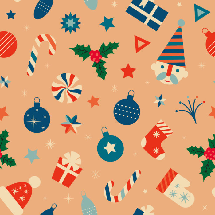 Tissu Imprimé Retro Noel Vintage Deco Caramel, 11 tissus au choix
