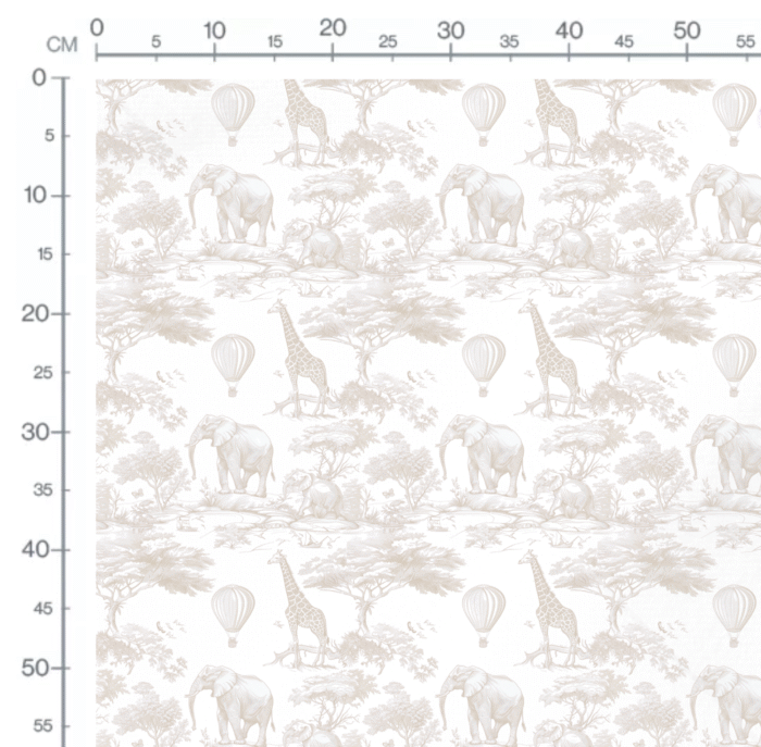 Tissu Inspiration Toile de Jouy Safari Ballons Beige, 11 tissus au choix – Image 2