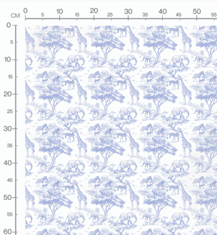 Tissu Inspiration Toile de Jouy Safari Bleu, 11 tissus au choix – Image 3