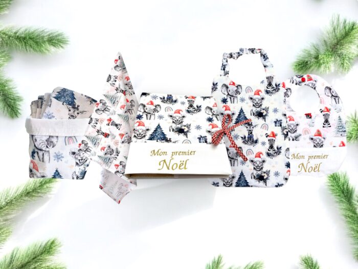 Lingettes Lavables Noel avec Panier, tissu au choix – Image 4