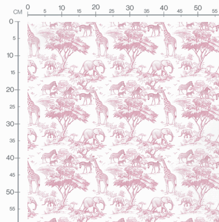 Tissu Inspiration Toile de Jouy Safari Rose, 11 tissus au choix – Image 2
