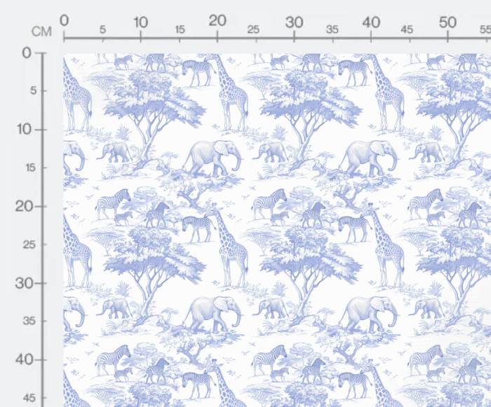 Tissu Inspiration Toile de Jouy Safari Bleu, 11 tissus au choix – Image 3