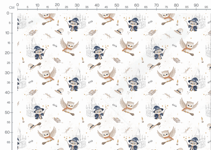 Tissu Imprimé Ecole Magique Blanc, 11 tissus au choix – Image 3