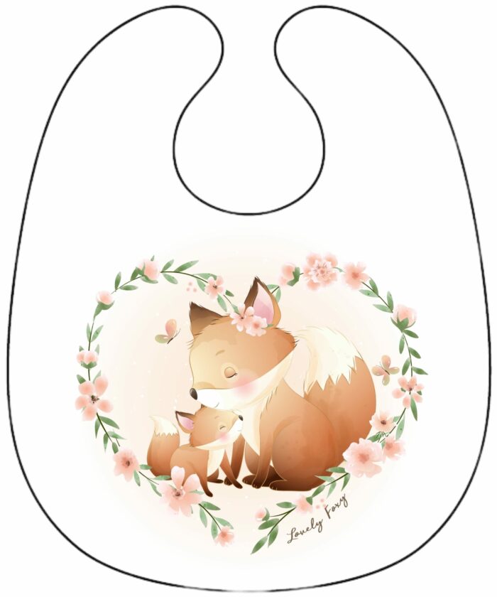 Panneau Bavoir Lovely Renard Coeur