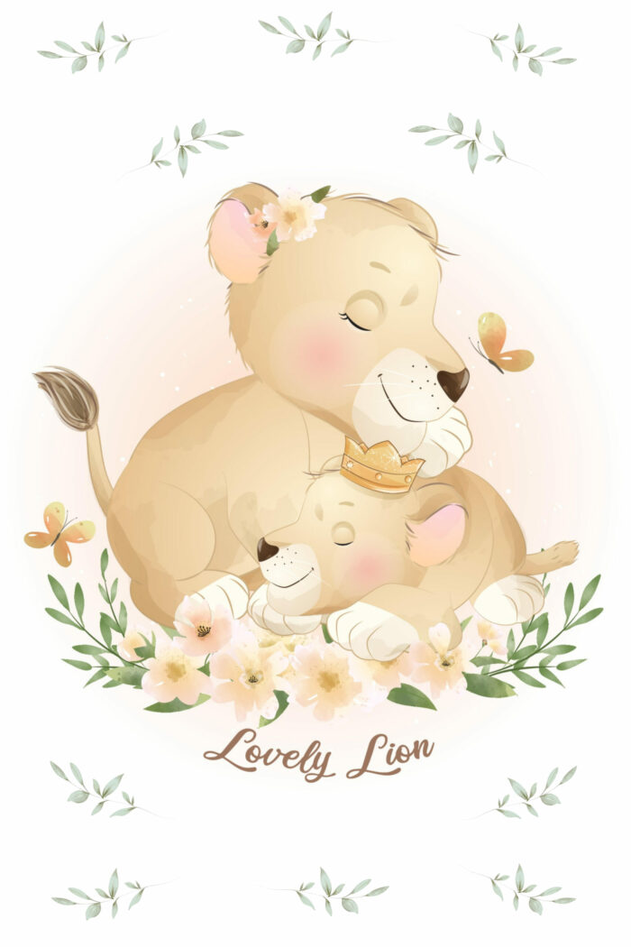 Panneau Tissu Couverture Lovely Lionceau Maman