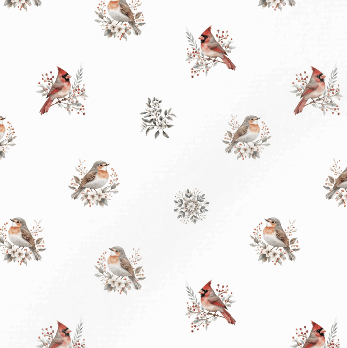 Tissu Exclusif Noel Boho Rouge Gorge, 11 tissus au choix