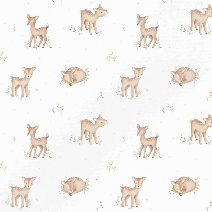 Tissu Imprimé Faon Tout Mignon Blanc, 11 tissus au choix