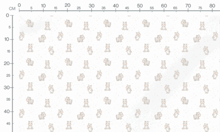Tissu Imprimé Hippopotame Mignon Blanc, 11 tissus au choix – Image 3