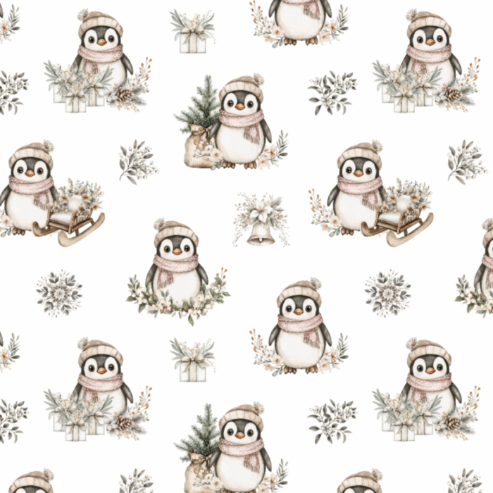 Tissu Exclusif Boho Noel Pingouin, 11 tissus au choix