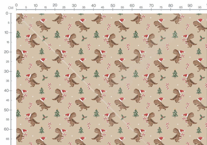Tissu Imprimé Noel Dinosaure Canne A Sucre, 11 tissus au choix – Image 3