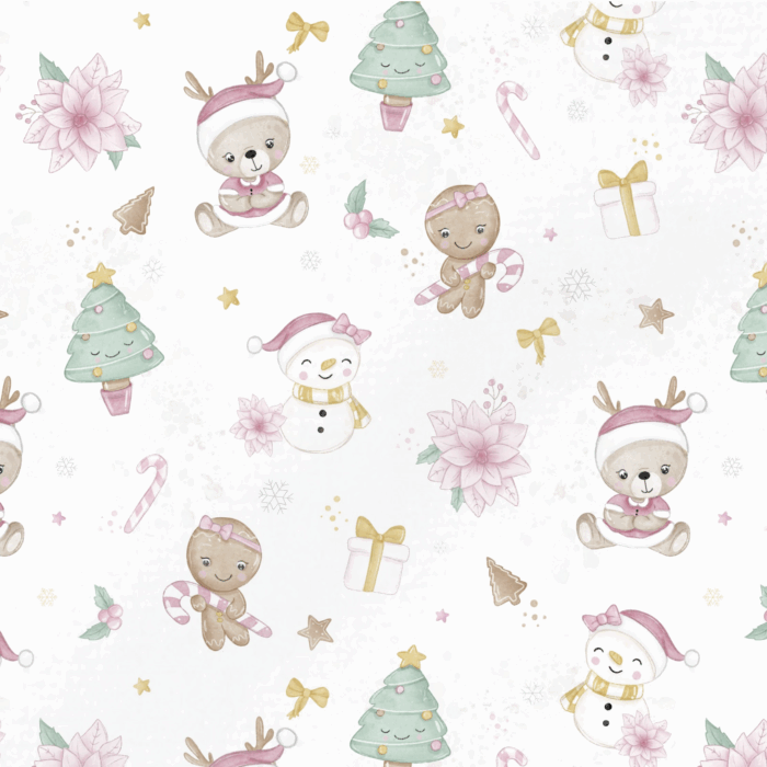 Tissu Imprimé Noel Mignon Fille, 3 coloris et 11 tissus au choix