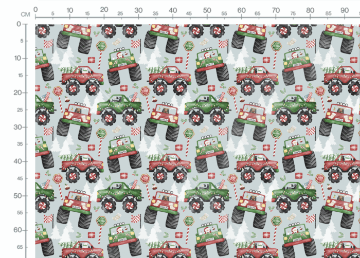 Tissu Imprimé Noel Monster Truck Voiture, 11 tissus au choix – Image 3