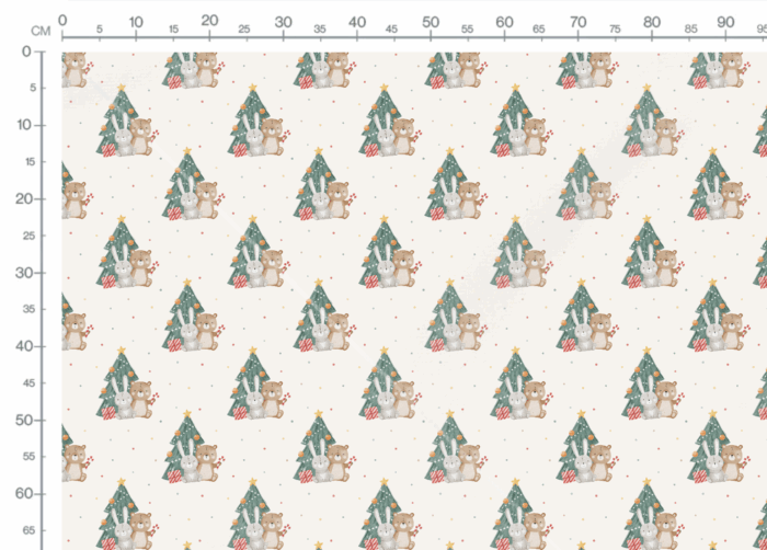 Tissu Imprimé Noel Ourson Lapin Sapin, 11 tissus au choix – Image 3