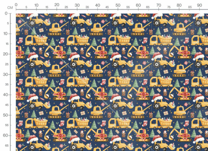 Tissu Imprimé Noel Tractopelles Cadeaux, 11 tissus au choix – Image 3