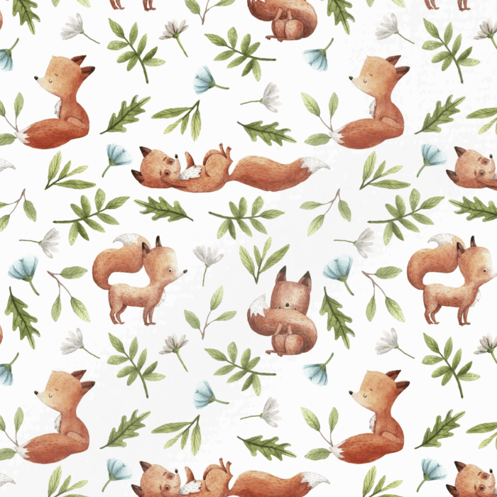 Tissu Imprimé Renard Mignon Brindilles, 11 tissus au choix
