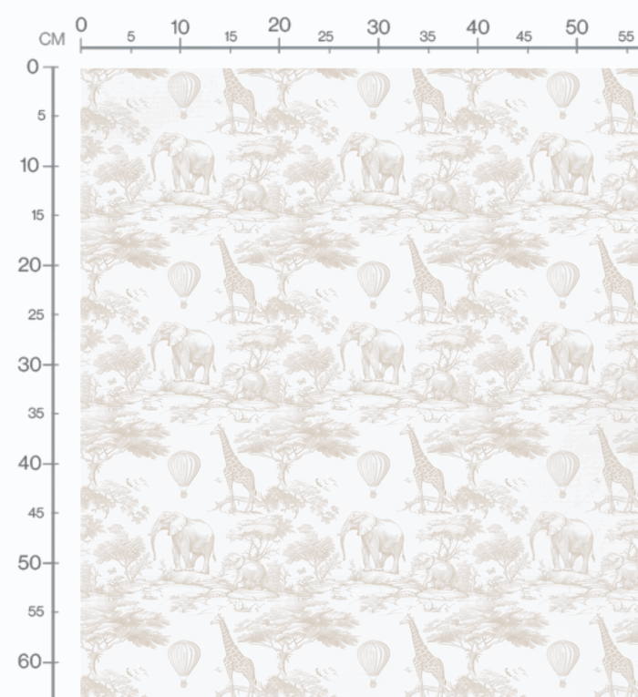 Tissu Inspiration Toile de Jouy Safari Ballons Beige, 11 tissus au choix – Image 2