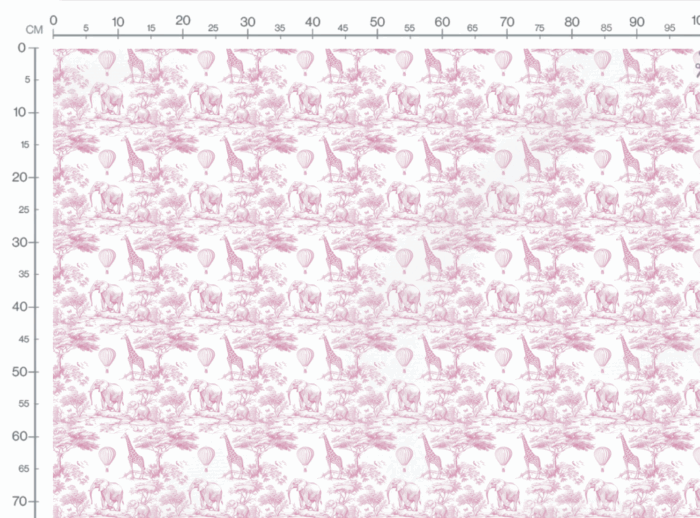 Tissu Inspiration Toile de Jouy Safari Ballons Rose, 11 tissus au choix – Image 2
