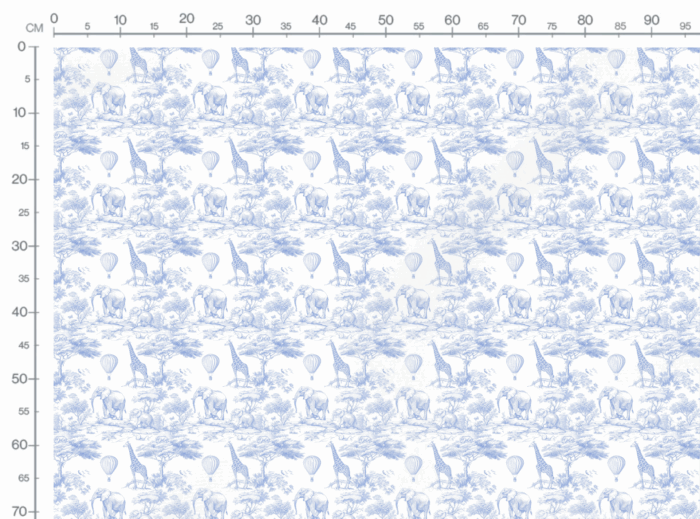 Tissu Inspiration Toile de Jouy Safari Ballons Bleu, 11 tissus au choix – Image 2