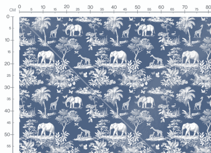 Tissu Inspiration Toile de Jouy Savane Bleu, 11 tissus au choix – Image 3