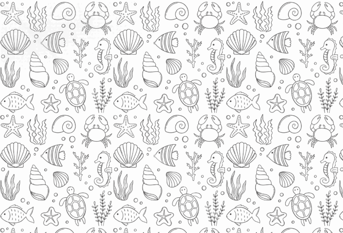 Set de Table à Colorier, réutilisable, La Mer