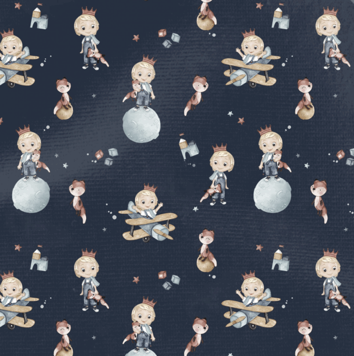 Tissu Imprimé Avion Prince Bleu Marine, 11 tissus au choix