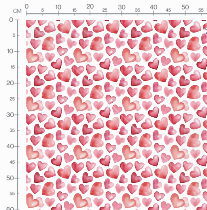 Tissu Imprimé Coeur Aquarelle Rouge Rose, 11 tissus au choix – Image 2