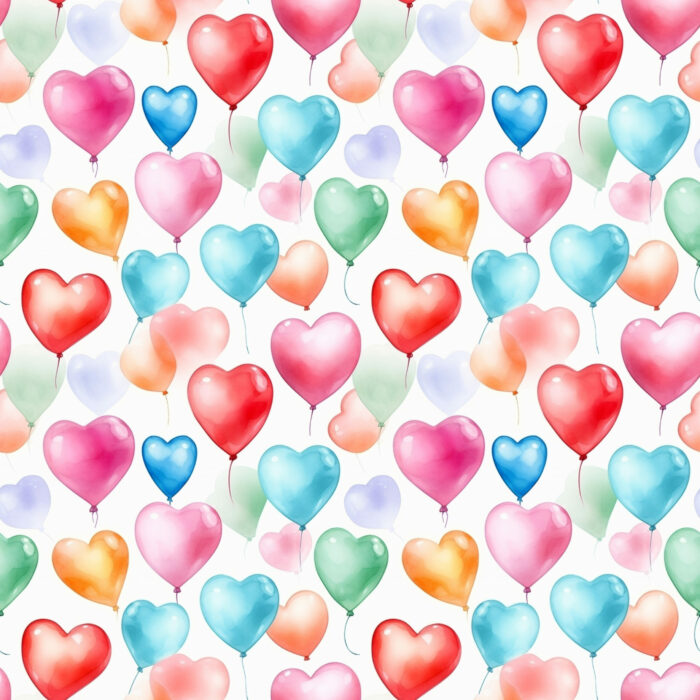 Tissu Imprimé Coeur Ballons Multicolores, 11 tissus au choix