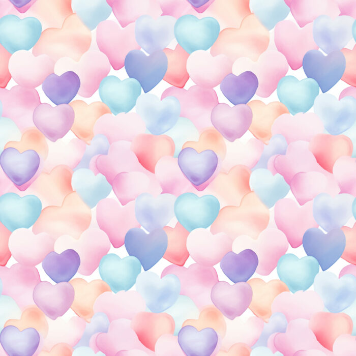 Tissu Imprimé Coeur Pastel Aquarelle, 11 tissus au choix