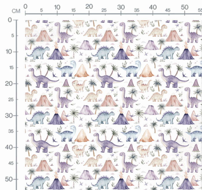 Tissu Imprimé Dinosaure Violet Palmier, 10 tissus au choix – Image 3
