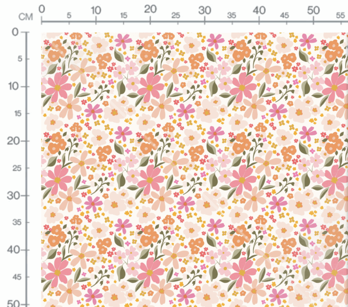 Tissu Fleuri Fleurs Oranges et Roses, 10 tissus au choix – Image 3