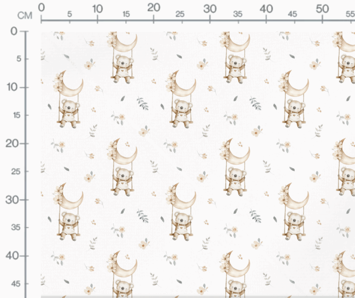 Tissu Imprimé Koala Lune Fleurie, 10 tissus au choix – Image 3