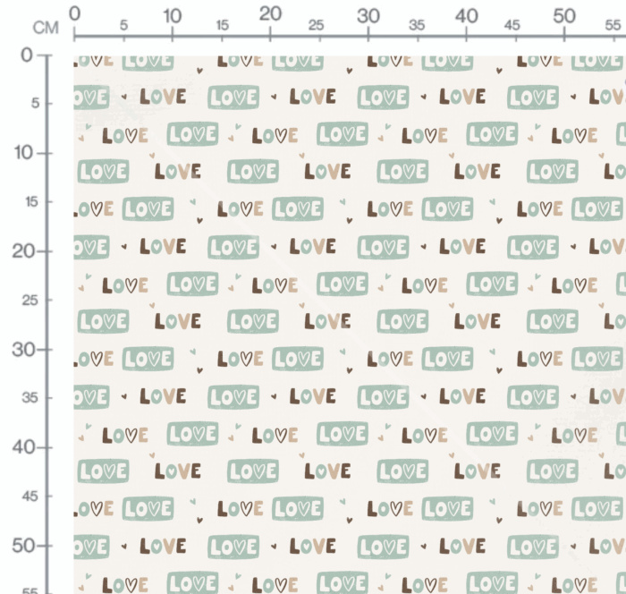 Tissu Imprimé Love Pastel Menthe, 10 tissus au choix – Image 3