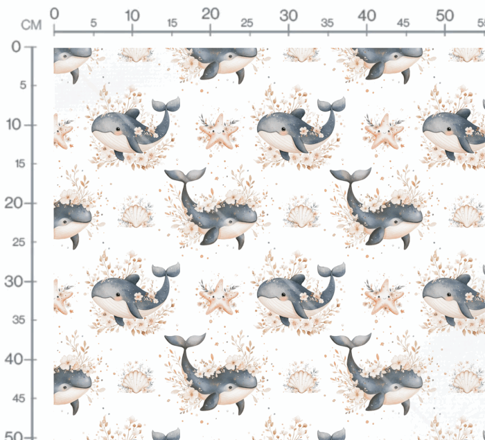 Tissu Exclusif Ocean Boho Baleine Blanc, 11 tissus au choix – Image 2