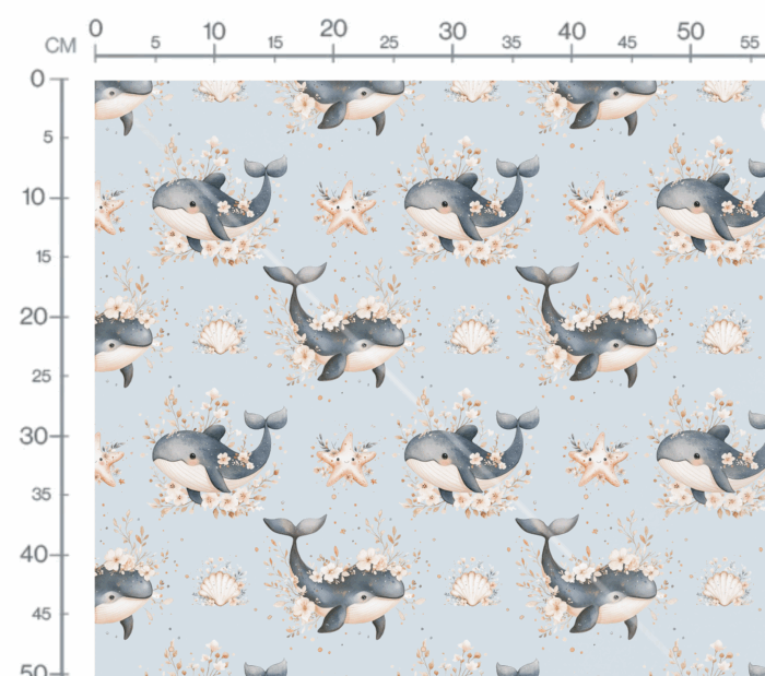 Tissu Exclusif Ocean Boho Baleine Bleu, 11 tissus au choix – Image 3