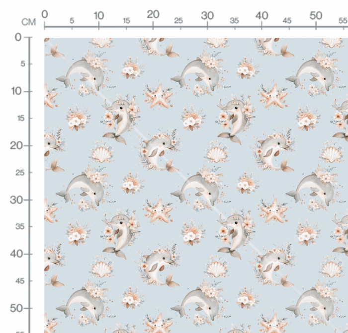 Tissu Exclusif Ocean Boho Dauphin Bleu, 11 tissus au choix – Image 3