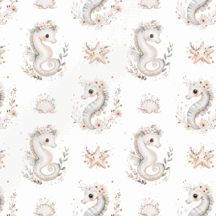 Tissu Exclusif Ocean Boho Hippocampe, 11 tissus au choix