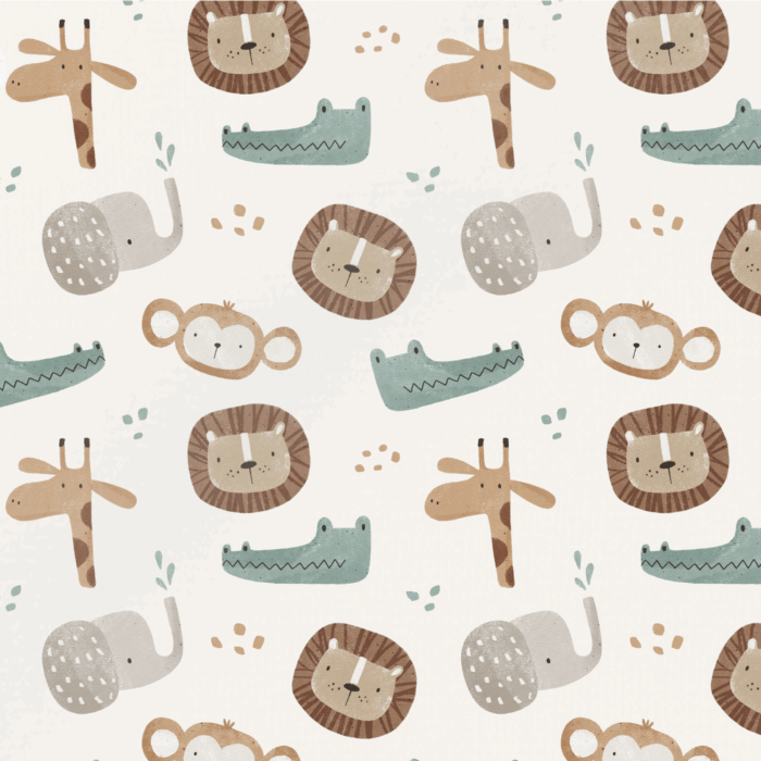 Tissu Imprimé Safari Lion Elephant, 10 tissus au choix
