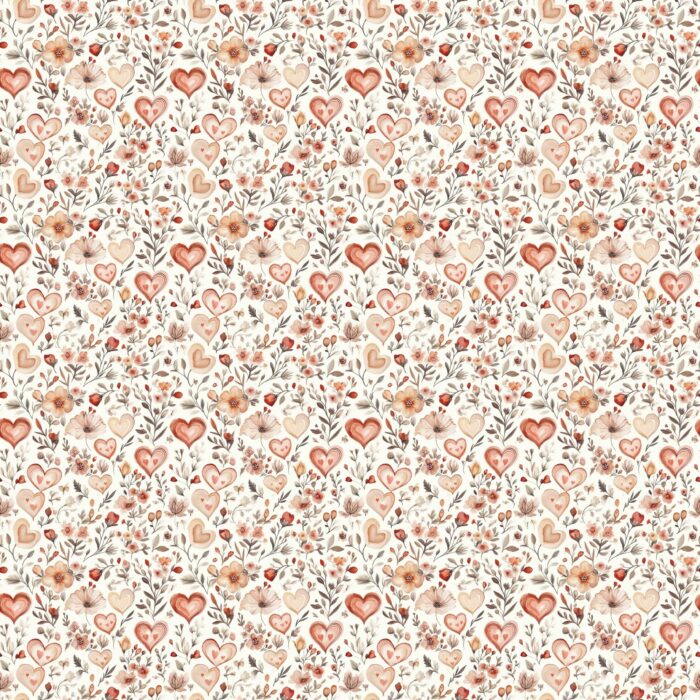 Tissu Imprimé Saint Valentin Boho Floral, 11 tissus au choix