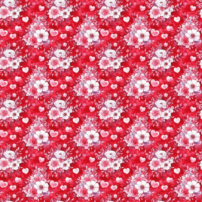Tissu Imprimé Saint Valentin Fleurs Passion, 11 tissus au choix