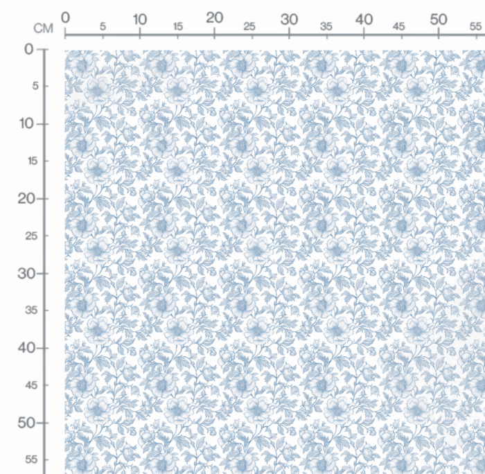 Tissu Inspiration Toile de Jouy Pivoines Bleu, 11 tissus au choix – Image 2