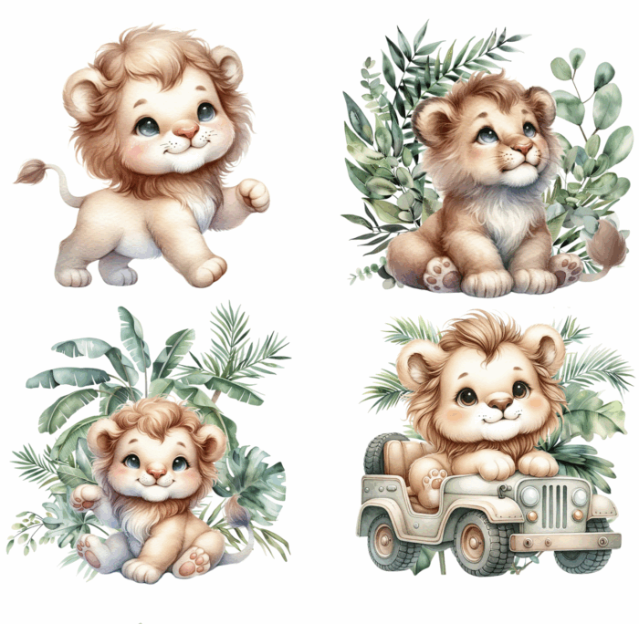 Lot Thermocollant pour tissus Lion Jungle