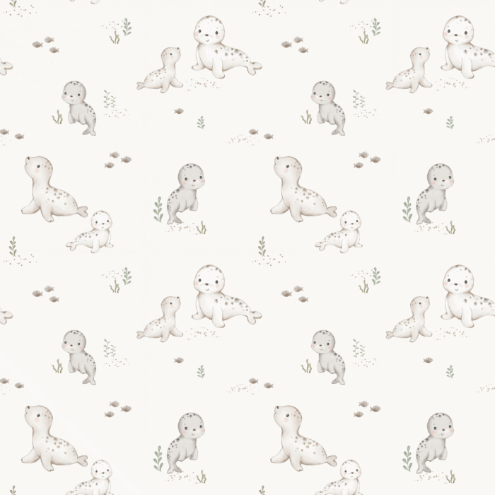 Tissu Imprimé Bebe Phoque, 6 coloris et 10 tissus au choix