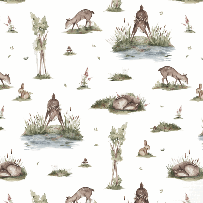 Tissu Imprimé Biche Minimaliste, 10 tissus au choix